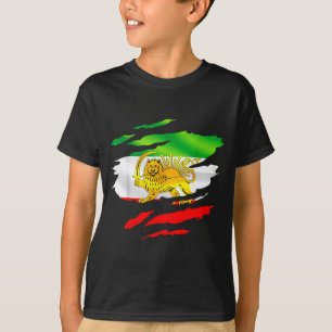Camiseta Desenho Sobrevivente Mapa Bandeira do Irã Leão Sol