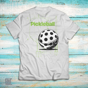Camiseta Desenho Técnico Blueprint de Pickleball Vintage