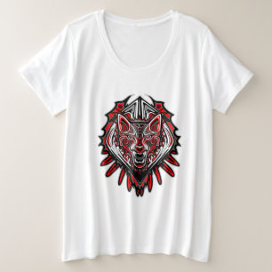 Camiseta Desenho Totêmico Tribal Haida de Lobo