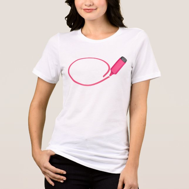 Camiseta Desenho um círculo com um realce rosa (Frente)