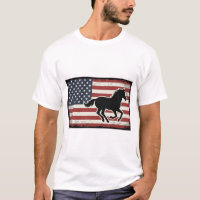 Desenho Vetorial de Cavalo com Bandeira Americana