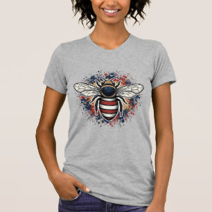 Camiseta Desenho Vetorial de Gravação Antiga de Abelha Patr