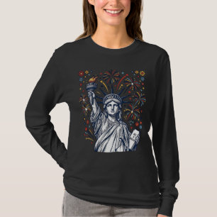 Camiseta Desenho Vetorial Patriótico de Fogos de Artifício