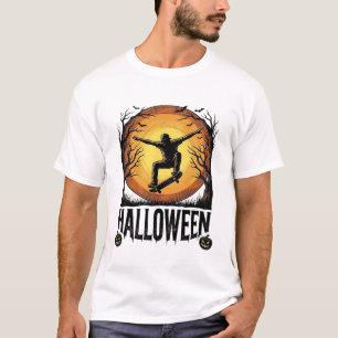 Camiseta Desenho Vetorial Vintage de Skate Moon Halloween_1