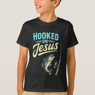 Camiseta Desenho vintage de fé e pesca de Jesus para homens