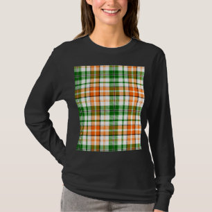 Camiseta Desenho Xadrez Escocês Laranja Verde Branco