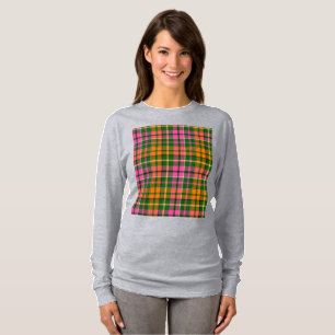Camiseta Desenho Xadrez Escocês Listrado Verde Rosa Laranja
