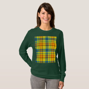 Camiseta Desenho Xadrez Tartan Laranja Azul Amarelo