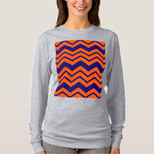 Camiseta Desenho Ziguezague Chevron Azul Laranja
