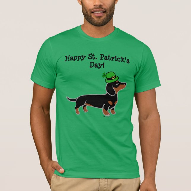 Camiseta Desenhos animados 5 do Dachshund do dia de St (Frente)