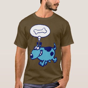 Camiseta Desenhos animados azuis do cão que pensam do