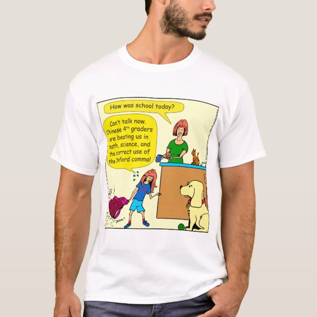 Camiseta desenhos animados da vírgula de Oxford da ciência (Frente)