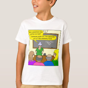 Camiseta desenhos animados do apêndice do livro da anatomi