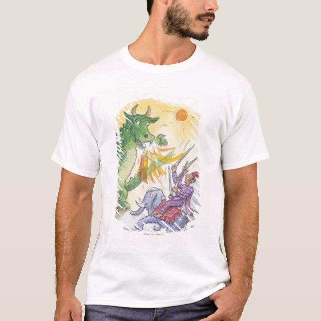 Camiseta Desenhos animados do dragão de respiração do fogo (Frente)