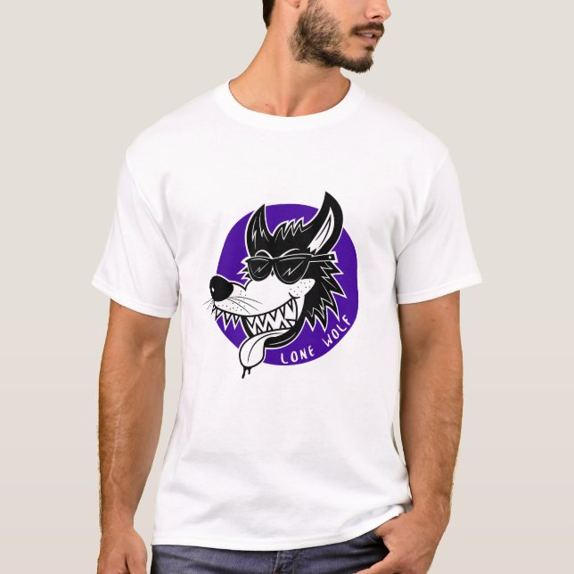 Camiseta Desenhos animados do lobo solitário de Howlin (Frente)