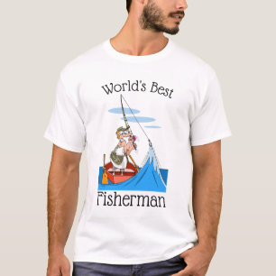 Camiseta Desenhos animados do pescador do mundo engraçado