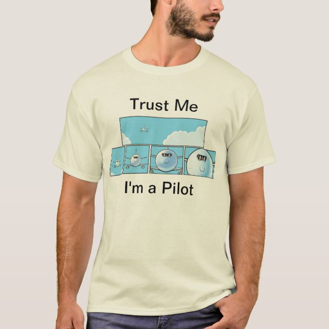 Camiseta Desenhos animados do piloto do humor da aviação (Frente)