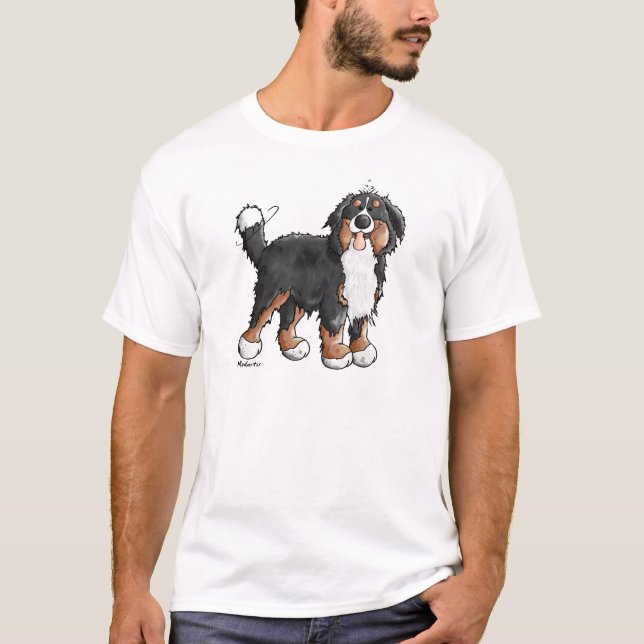 Camiseta Desenhos animados engraçados do cão de montanha de (Frente)