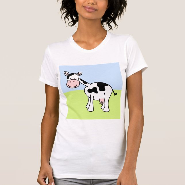 Camiseta Desenhos animados preto e branco da vaca (Frente)