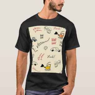 Camiseta Desenhos De Carros Sem Costura: Folha De Bebidas
