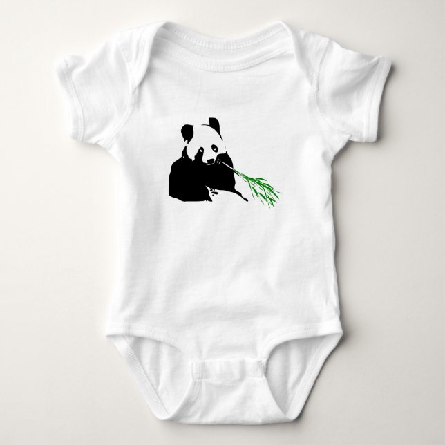 Camiseta Desenhos de Panda Urso em Roupas de Bebê (Frente)