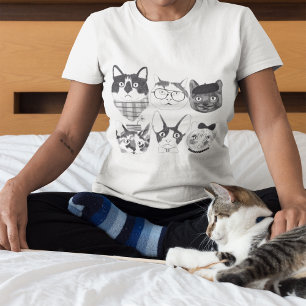 Camiseta Desenhos Mínimos De Gato Bonitos