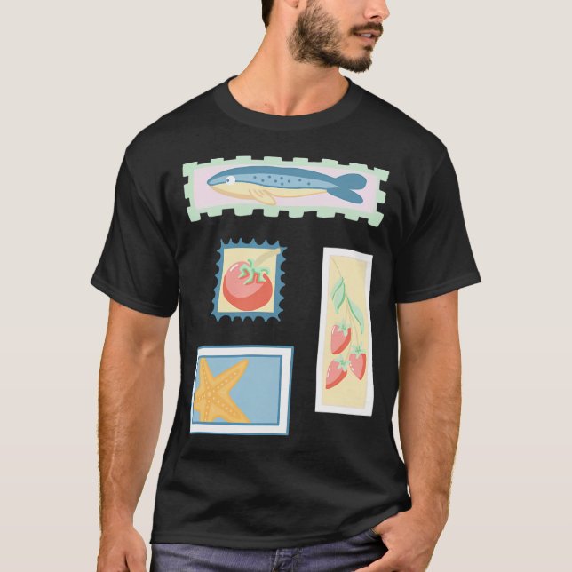 Camiseta Desenhos Pastel Estilo Carimbo (Frente)