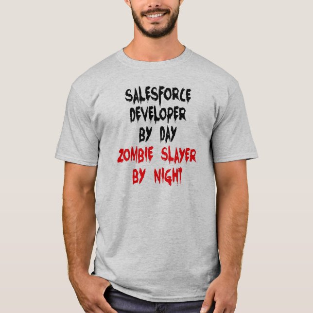 Camiseta Desenvolvedor do Zombie Slayer Salesforce (Frente)