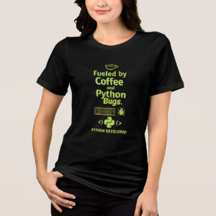 Camiseta Desenvolvedor Python Engraçado – Alimentado por Bu