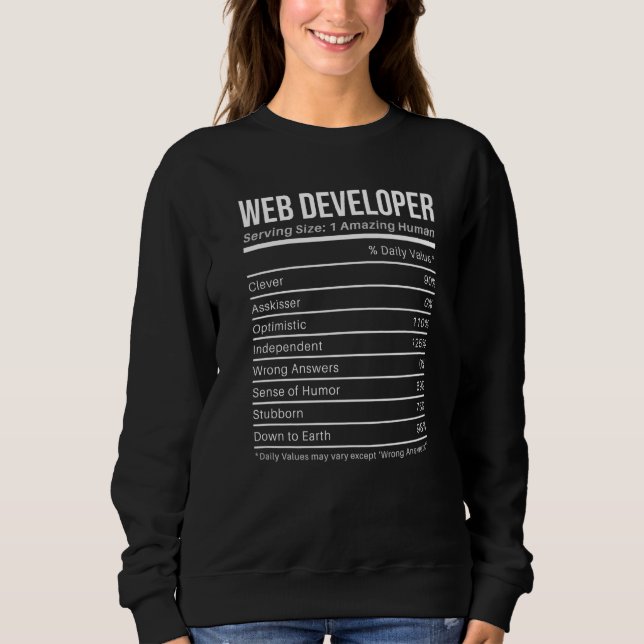 Camiseta desenvolvedor web Valores Nutricionais  Factos Nut (Frente)
