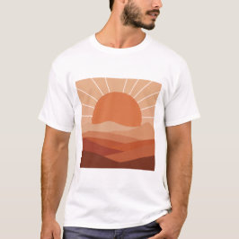 Camiseta Desert Geometry – Minimalist Sun & Mountain T-Shir