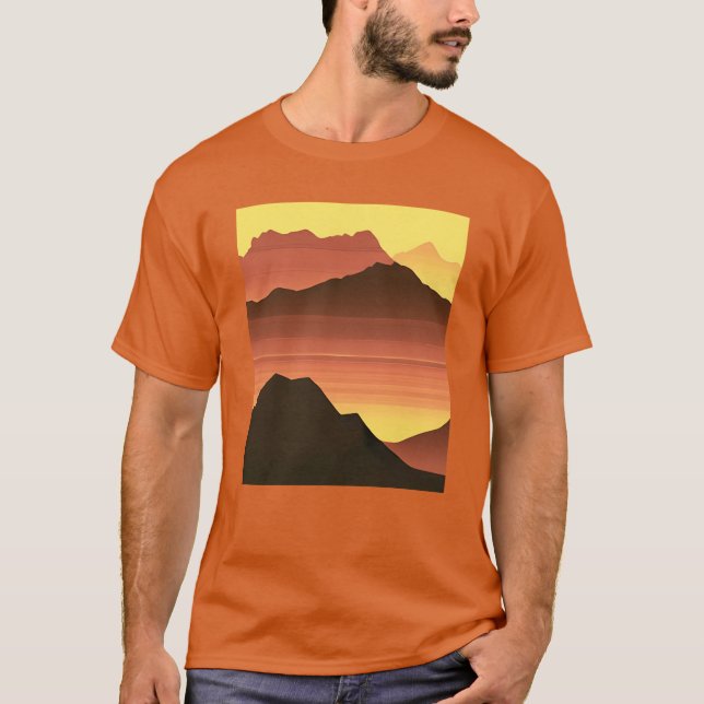 Camiseta Desert Mountain Sunset Orange and Brown (Frente)