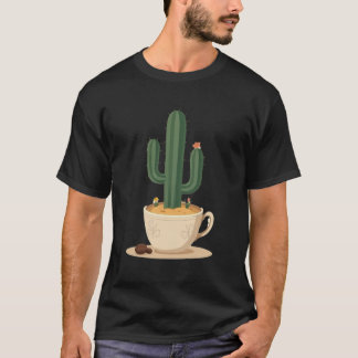 Camiseta Deserto Brew | Xícara de Café com Cacto Saguaro em