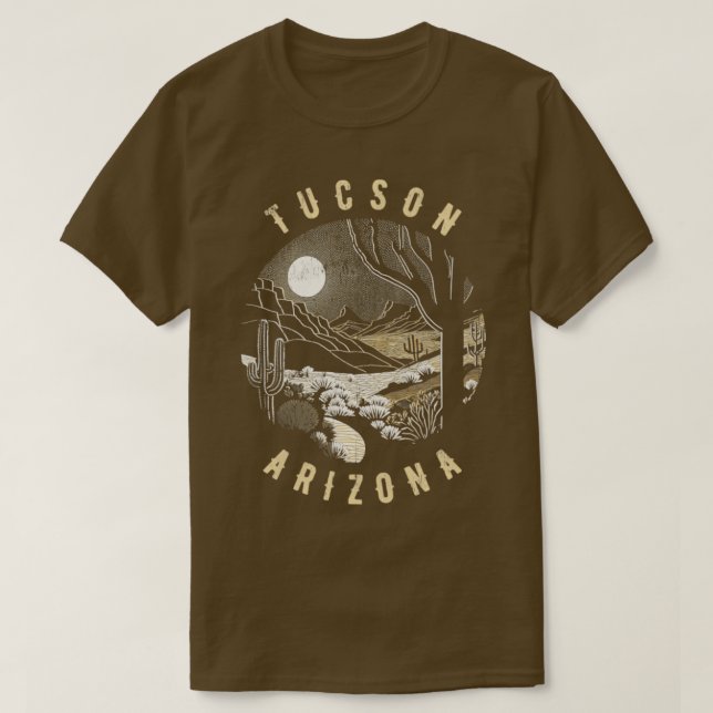 Camiseta Deserto De Arizona De Tucson Na Pintura Noturna2 (Frente do Design)