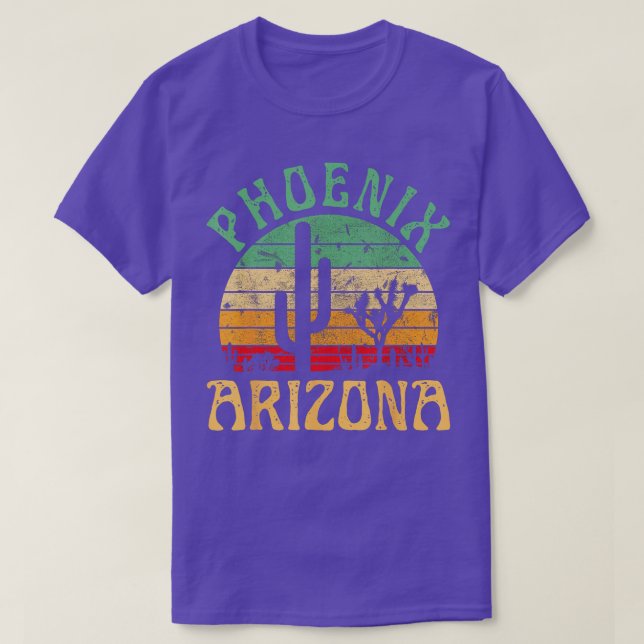 Camiseta Deserto de Arizona Phoenix Cactus Retro Sunset Out (Frente do Design)
