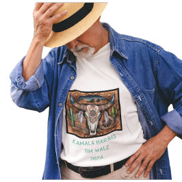 Camiseta Deserto de Chifres Crânio. Harris-Walz. Branco