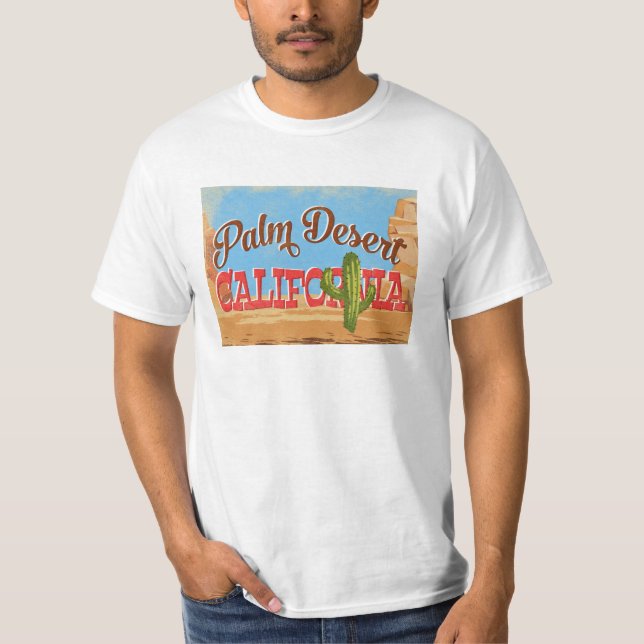 Camiseta Deserto do Palm Califórnia Deserto do Cartoon Viag (Frente)