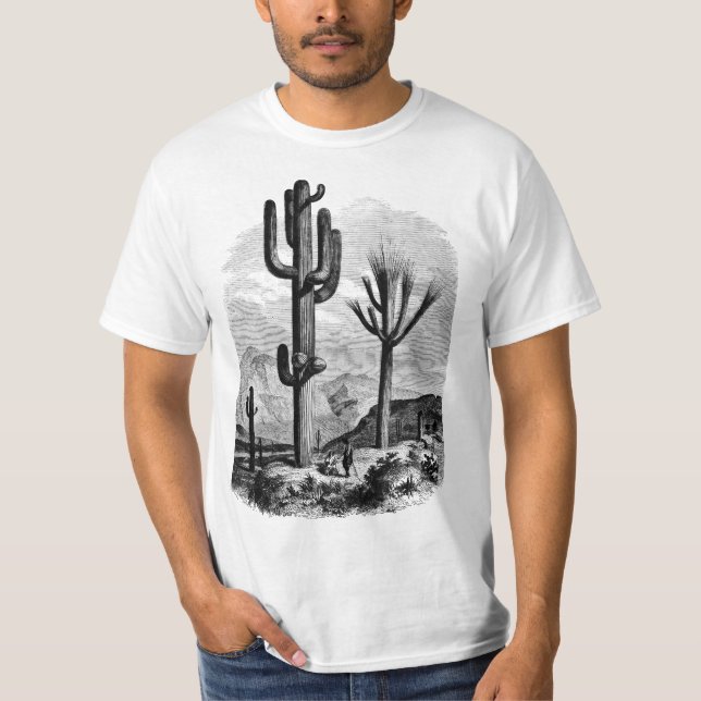 Camiseta Deserto Paisagem Cactus Vintage Ink art Drake (Frente)