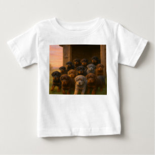 Camiseta Desfile ao Amanhecer: Filhotes de Rottweiler Emerg