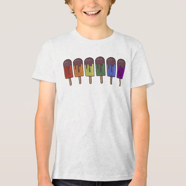 Camiseta Desfile de pirulito congelado arco-íris (Frente)