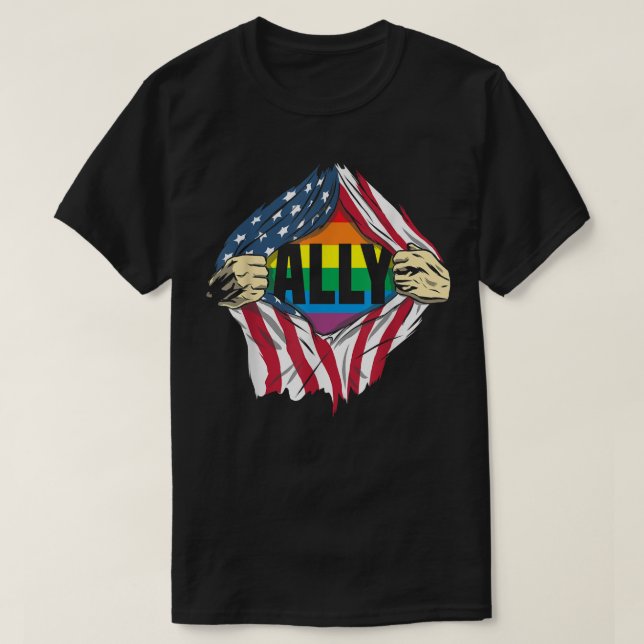 Camiseta Desfile do Gay de Movimento Ally LGBTQ (Frente do Design)