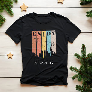 Camiseta DESFRUTA DE NEWYORK, edifícios, aviões Viagens