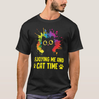 Camiseta Desfrutando de mim e do tempo do gato Gato Hobby K