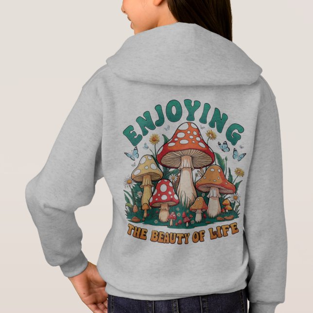 Camiseta desfrute da beleza da menina capuz (Verso)