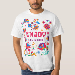 Camiseta Desfrute da Vida é Bom Tipografia de Vibrações Pos