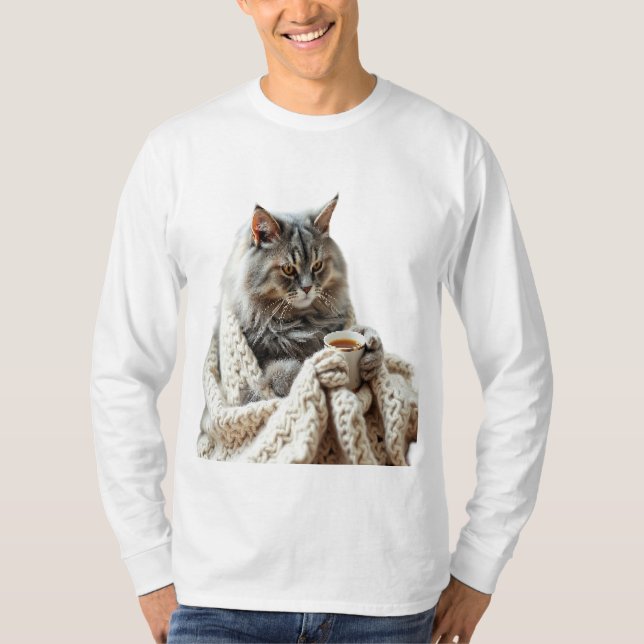 Camiseta Desfrute do Cat Winter Tea (Frente)