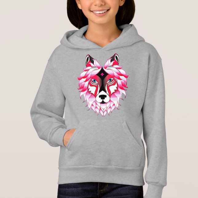 Camiseta Design- 24531 Pink Wolf Head (Frente)
