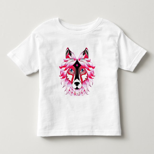 Camiseta Design- 24531 Pink Wolf Head (Frente)