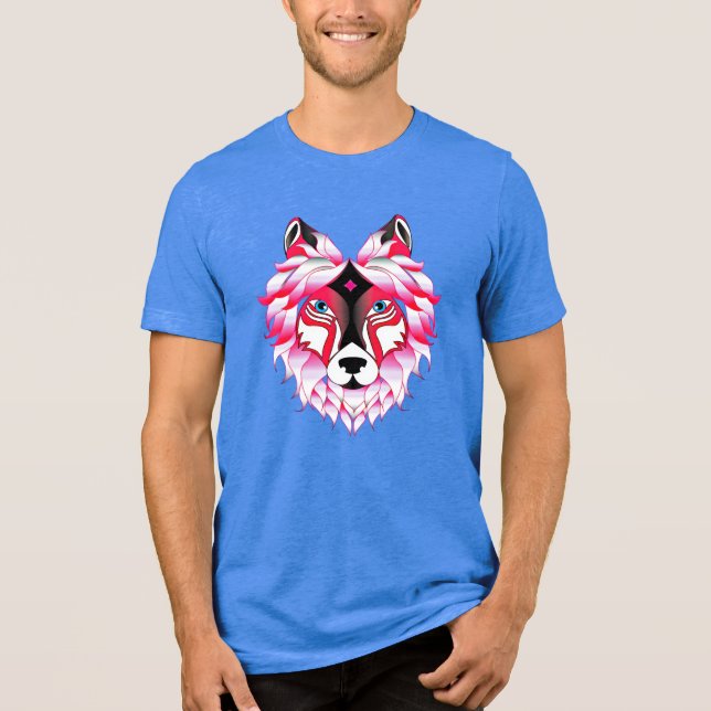 Camiseta Design- 24531 Pink Wolf Head (Frente)