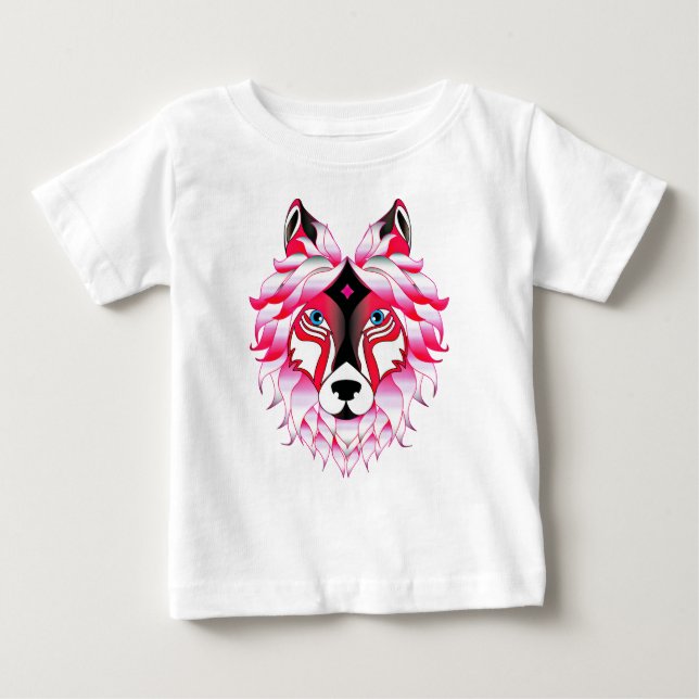 Camiseta Design- 24531 Pink Wolf Head (Frente)
